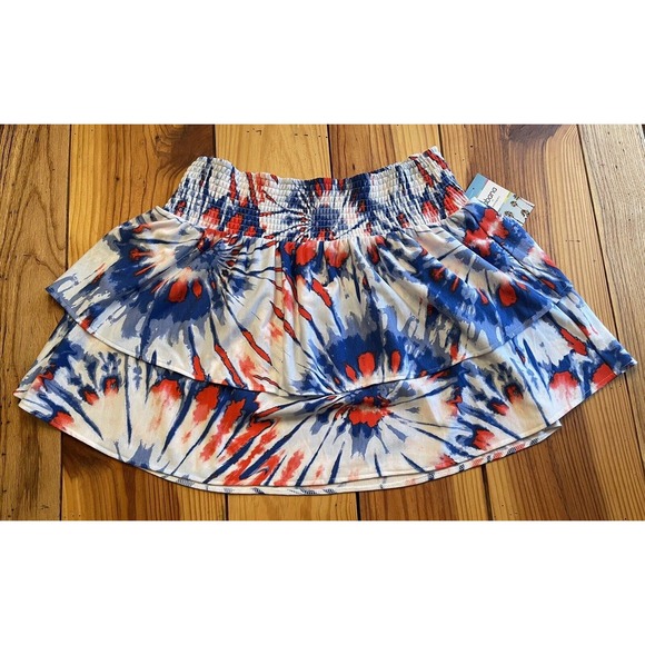 NEW Cabana by Crown & Ivy Ruffle Smocked Skirt Tie Dye Terry Red White Blue 2X - Picture 1 of 8